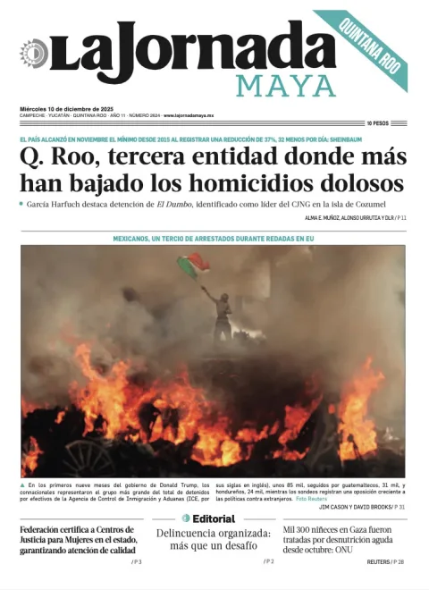 Portada de La Jornada Maya Quintana Roo del miércoles, 10 de diciembre de 2025