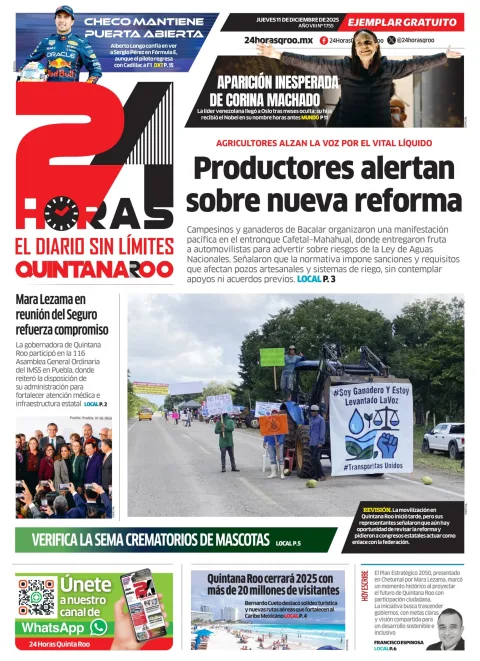 Portada de 24 Horas Quintana Roo