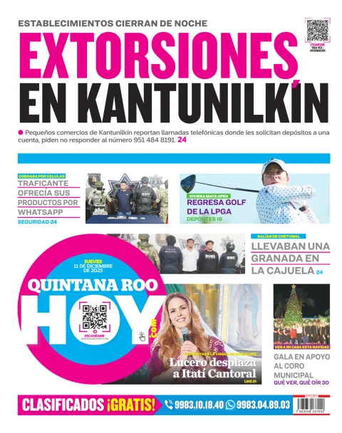 Portada de Quintana Roo Hoy (contraportada)
