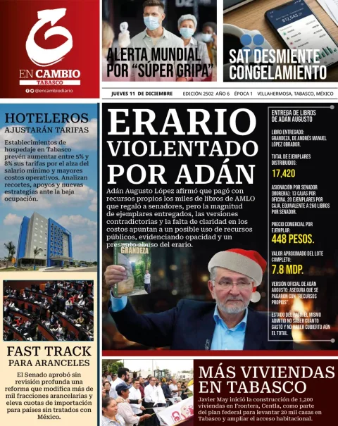 Portada de En Cambio - Tabasco (portada) del jueves, 11 de diciembre de 2025