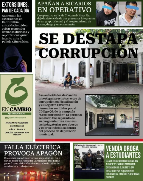 Portada de En Cambio - Quintana Roo (contraportada) del jueves, 11 de diciembre de 2025