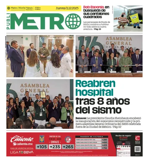 Portada de Publimetro Puebla del jueves, 11 de diciembre de 2025