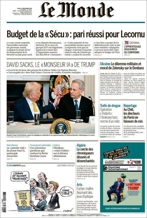 Portada de Le Monde del jueves, 11 de diciembre de 2025
