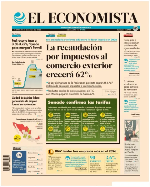 Portada de El Economista del jueves, 11 de diciembre de 2025