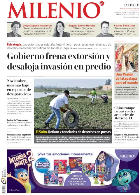 Portada de Milenio Jalisco del jueves, 11 de diciembre de 2025
