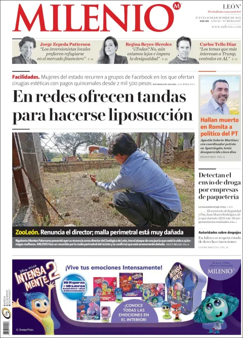 Portada de Milenio Leon del jueves, 11 de diciembre de 2025