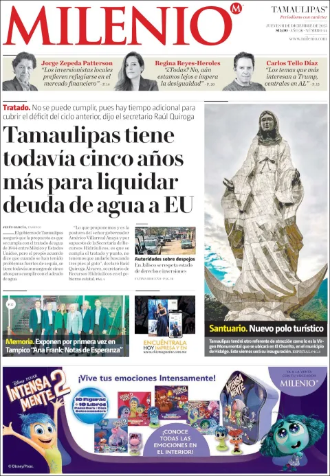 Portada de Milenio Tamaulipas del jueves, 11 de diciembre de 2025