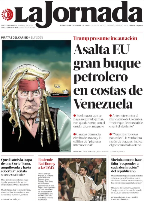Portada de La Jornada del jueves, 11 de diciembre de 2025