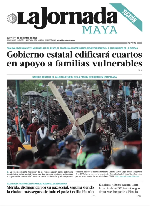 Portada de La Jornada Maya Yucatán del jueves, 11 de diciembre de 2025