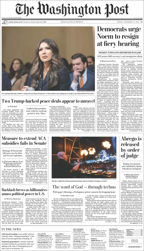 Portada de The Washington Post