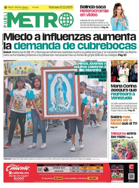Portada de Publimetro Merida del viernes, 12 de diciembre de 2025
