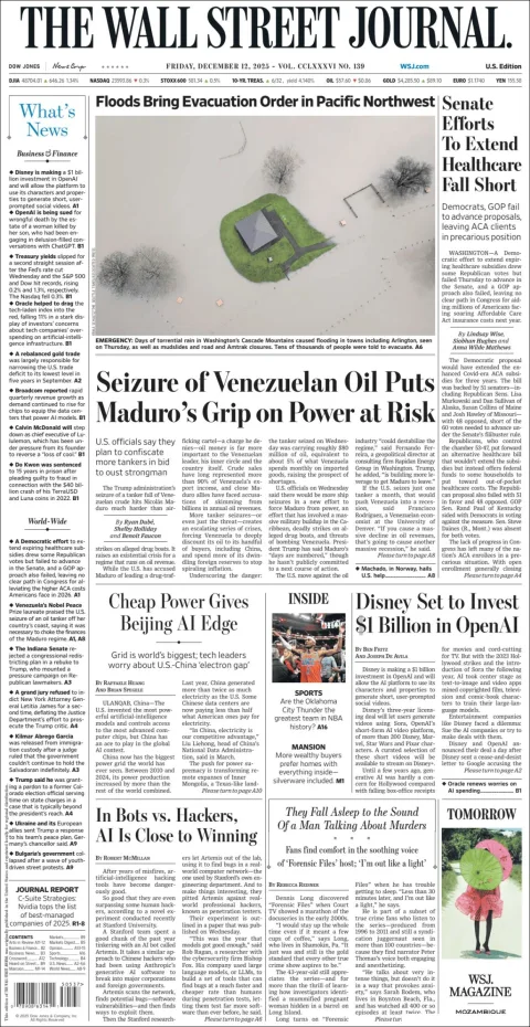 Portada de The Wall Street Journal