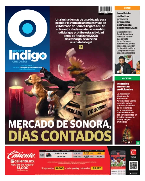 Portada de Reporte Indigo Nacional del viernes, 12 de diciembre de 2025