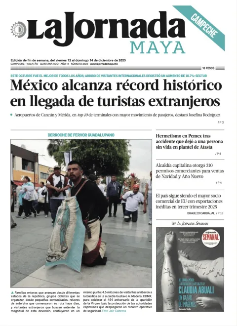 Portada de La Jornada Maya Campeche del viernes, 12 de diciembre de 2025