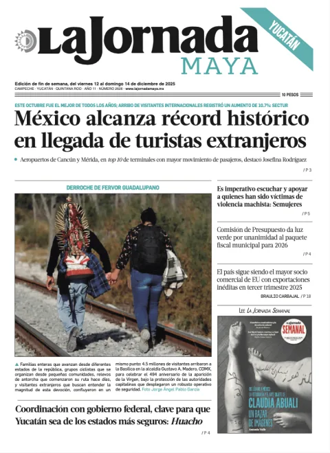 Portada de La Jornada Maya Yucatán del viernes, 12 de diciembre de 2025