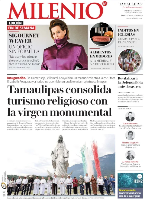 Portada de Milenio Tamaulipas del sábado, 13 de diciembre de 2025