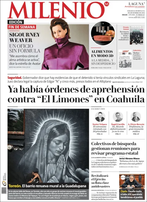 Portada de Milenio Laguna del sábado, 13 de diciembre de 2025