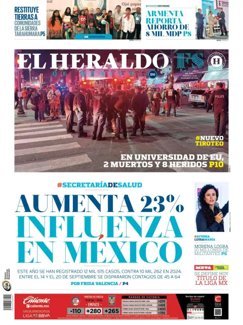 Portada de El Heraldo de Mexico del domingo, 14 de diciembre de 2025
