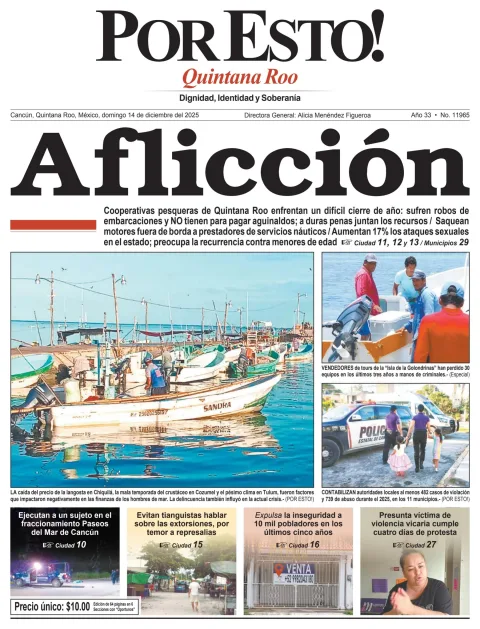 Portada de Por Esto (quintana Roo Cancun) del domingo, 14 de diciembre de 2025