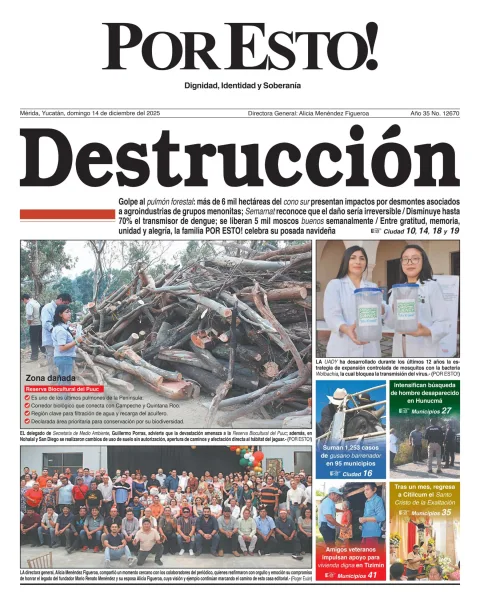 Portada de Por Esto (merida, Yucatan) del domingo, 14 de diciembre de 2025