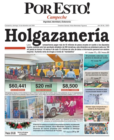 Portada de Por Esto (campeche) del domingo, 14 de diciembre de 2025