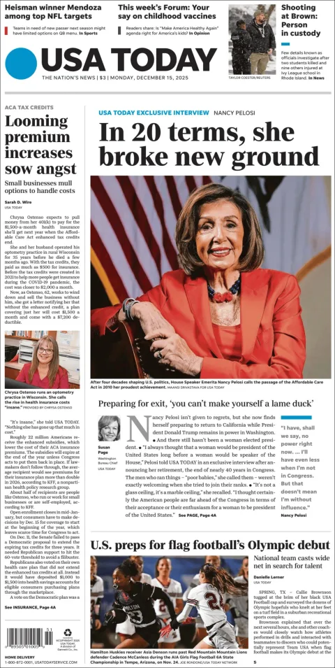 Portada de Usa Today