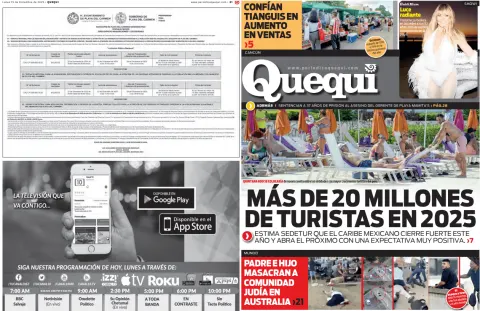 Portada de Quequi (contraportada) del lunes, 15 de diciembre de 2025