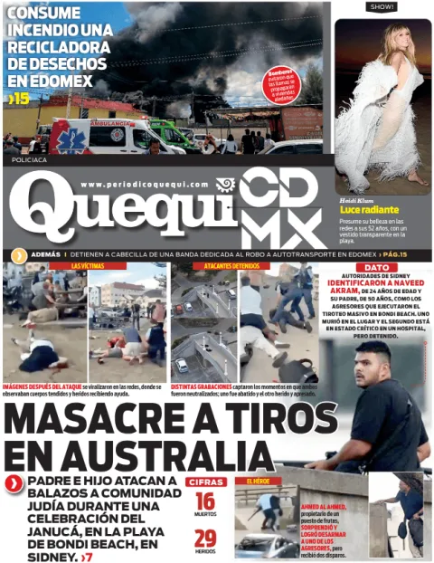 Portada de Quequi CDMX (contraportada) del lunes, 15 de diciembre de 2025