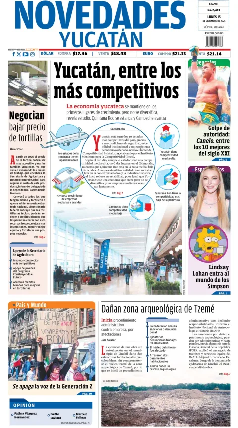 Portada de Novedades Yucatan