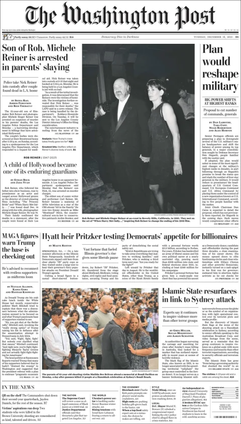 Portada de The Washington Post del martes, 16 de diciembre de 2025