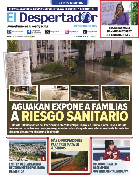 Portada de El Despertador de Quintana Roo del martes, 16 de diciembre de 2025