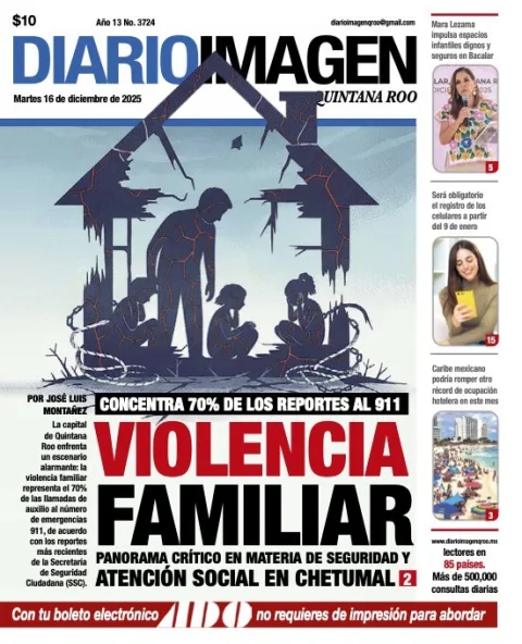 Portada de Diario Imagen Quintana Roo del martes, 16 de diciembre de 2025