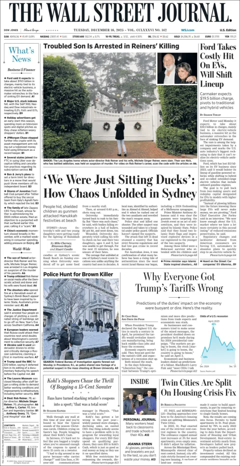 Portada de The Wall Street Journal del martes, 16 de diciembre de 2025