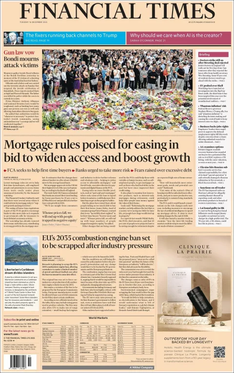 Portada de Financial Times del martes, 16 de diciembre de 2025