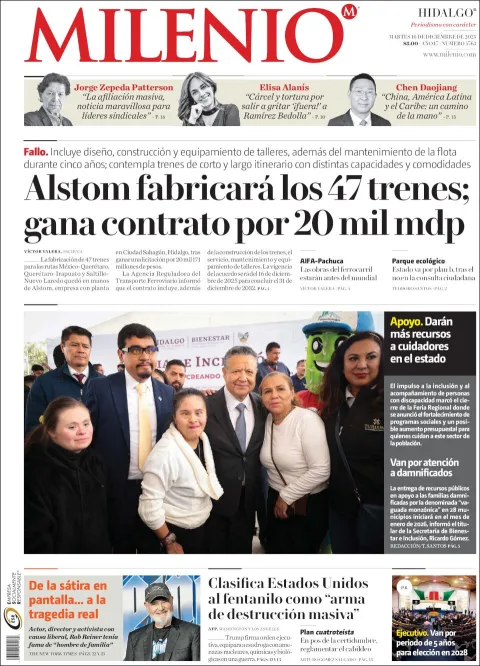 Portada de Milenio Hidalgo del martes, 16 de diciembre de 2025