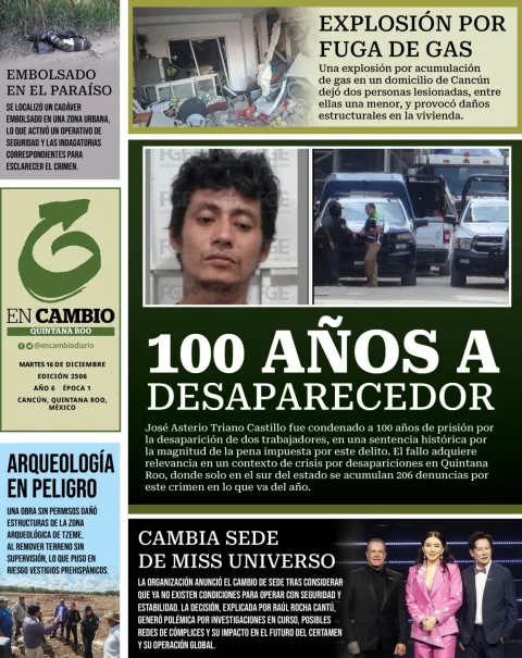 Portada de En Cambio - Quintana Roo (contraportada) del martes, 16 de diciembre de 2025