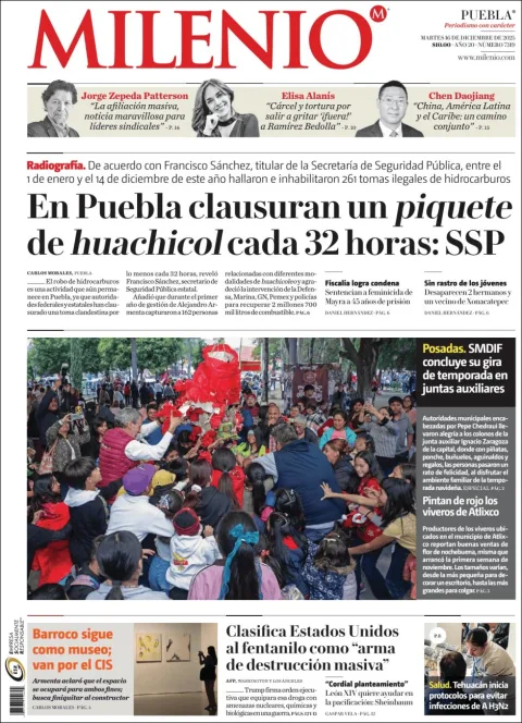 Portada de Milenio Puebla del martes, 16 de diciembre de 2025