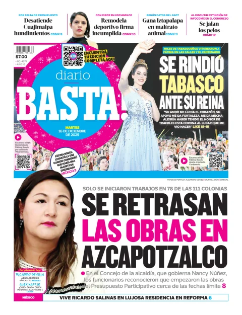 Portada de Basta! (portada) del martes, 16 de diciembre de 2025