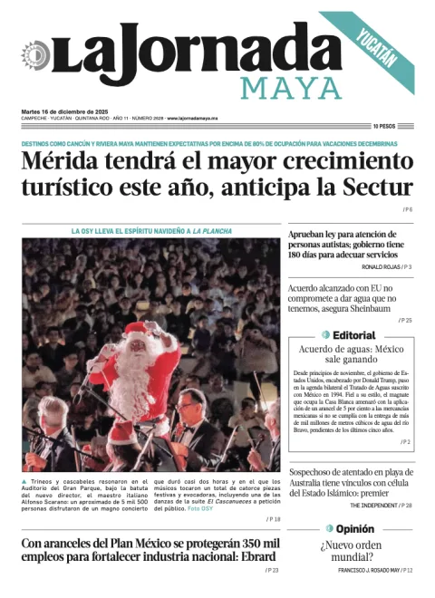 Portada de La Jornada Maya Yucatán del martes, 16 de diciembre de 2025