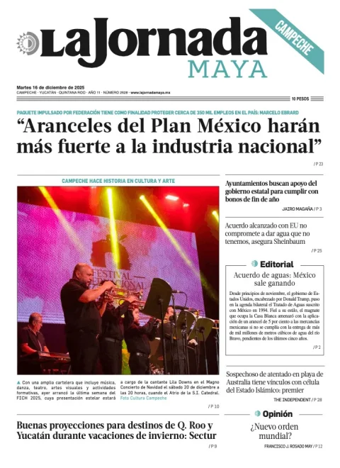 Portada de La Jornada Maya Campeche del martes, 16 de diciembre de 2025