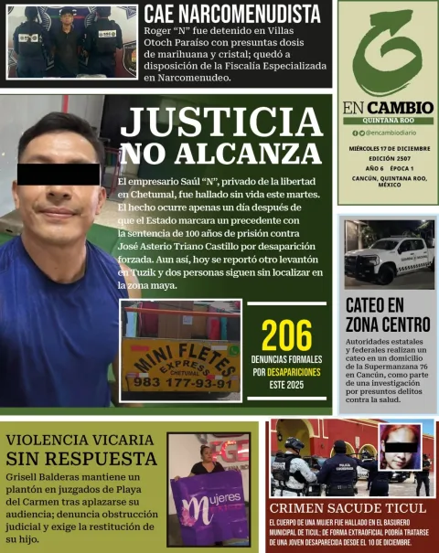 Portada de En Cambio - Quintana Roo (contraportada) del miércoles, 17 de diciembre de 2025
