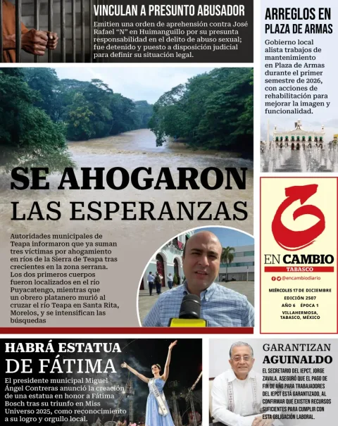 Portada de En Cambio - Tabasco (contraportada) del miércoles, 17 de diciembre de 2025
