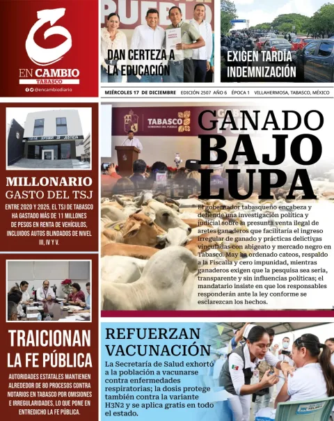 Portada de En Cambio - Tabasco (portada) del miércoles, 17 de diciembre de 2025