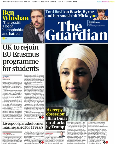 Portada de The Guardian (reino Unido)