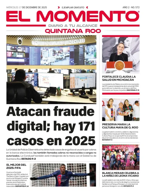 Portada de El Momento Quintana Roo del miércoles, 17 de diciembre de 2025