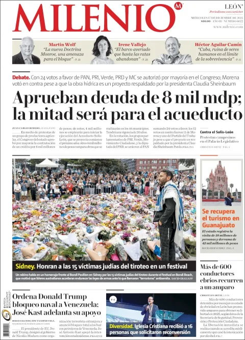 Portada de Milenio Leon del miércoles, 17 de diciembre de 2025