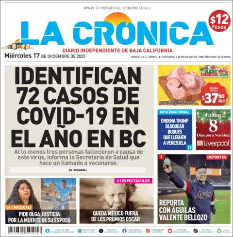 Portada de La Cronica del miércoles, 17 de diciembre de 2025