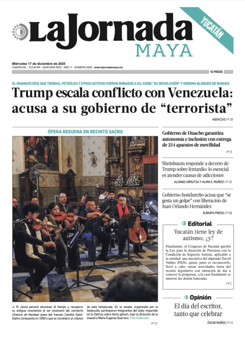 Portada de La Jornada Maya Yucatán del miércoles, 17 de diciembre de 2025