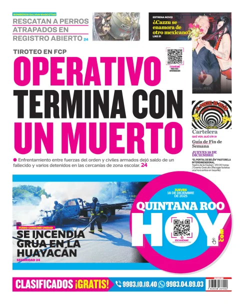 Portada de Quintana Roo Hoy (contraportada)