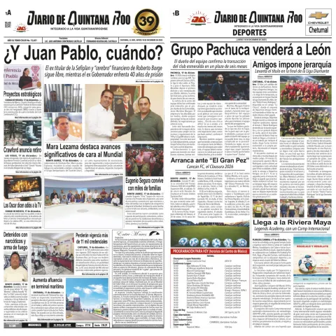 Portada de Diario de Quintana Roo (portada)